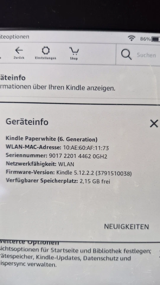 Ebook Reader Amazon Kindle Paperwhite WiFi WLAN DP75SDI  - Bild 3 von 4