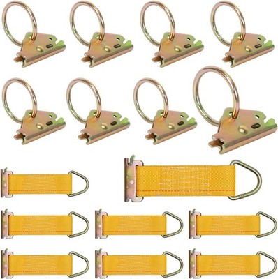 E Track Tie Down Accessories, Heavy Duty Steel 8 O-Ring Anchors and 8 Rope Ti...