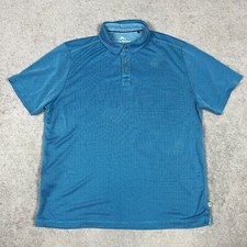 Tommy Bahama Polo Shirt Mens Large Teal Short Sleeve Tencel Blend