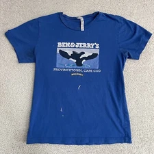 Ben & Jerry's Provincetown T-Shirt Mens Small Blue Cape Cod Y2K Whale Promo