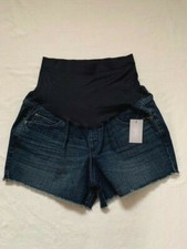 NWT a:glow Maternity Mid-Length Belly Panel Boyfriend Denim Jean Shorts 18