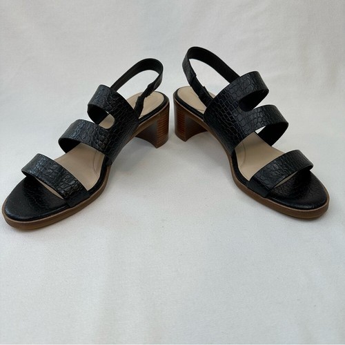 Cole Haan Adella Sandal Black Croc Print Embossed Leather 10 - Picture 6 of 12