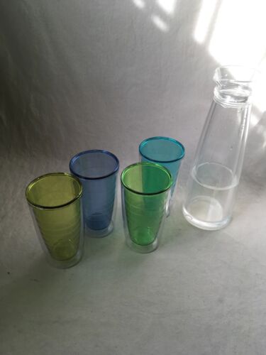 Drinkware 5pc Set Multi Color Cups with Carafe  - Picture 1 of 5