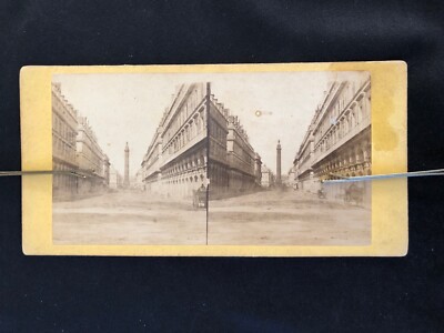 Antique Paris France Rue de la Paix Street Scene Stereoview 1860s