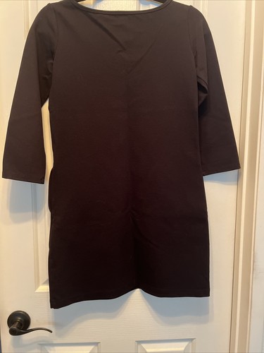 Vestido corto Theory Talla Pequeña negro manga 3/4 tejido elástico con bolsillos - Imagen 6 de 8