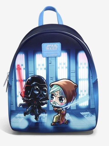 LOUNGEFLY STAR WARS OBI-WAN VS DARTH VADER Laser MINI BACKPACK & CARDHOLDER NWT - Picture 3 of 10