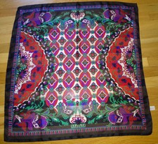 VTG NWOT Womens Berkshire Made in Italy Black Multi Colored Scarf square 30"x30"