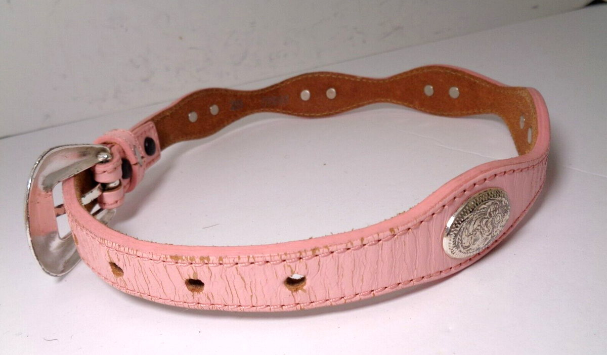 Pink Western Concho belt BLT220120-02-HOT PINK 27 inches silver metal with hot pink  main image 3