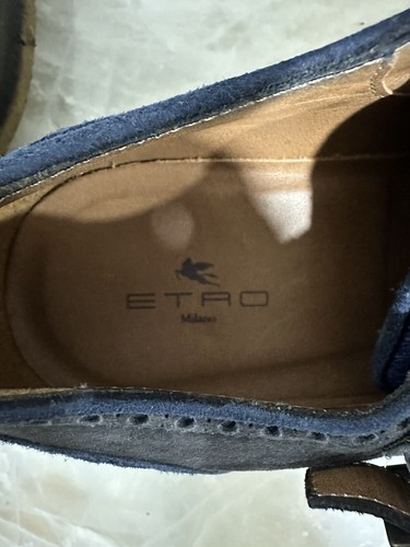 Etro Men's Blue Suede Double Monk Strap Shoes Size UK 41 / US 8.5 - Picture 17 of 19