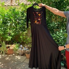 Beautiful Indian dress cotton black maxi birds embroidery handmade party casuaXL