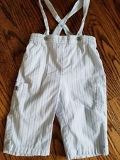 Janie and Jack Pants with Suspenders 3-6M, Blue Gray Navy White EUC