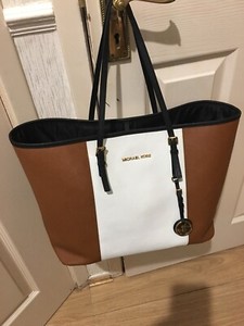 michael kors purse white and brown