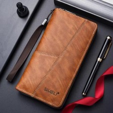 Leather Wallets Men's Long Causal Purses Male Coin Card Holders Slim Money Bag