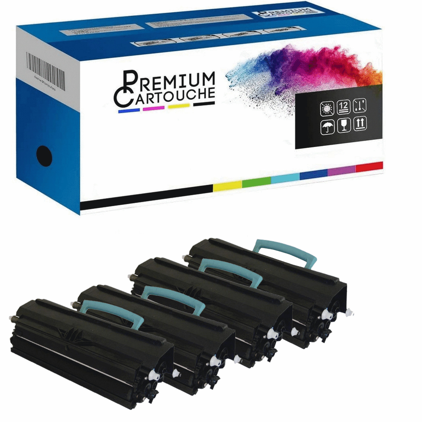 Toner 502H Noir pour Lexmark MS310D : Pack de 4 Recharges Anti-Traces pour Bureaux