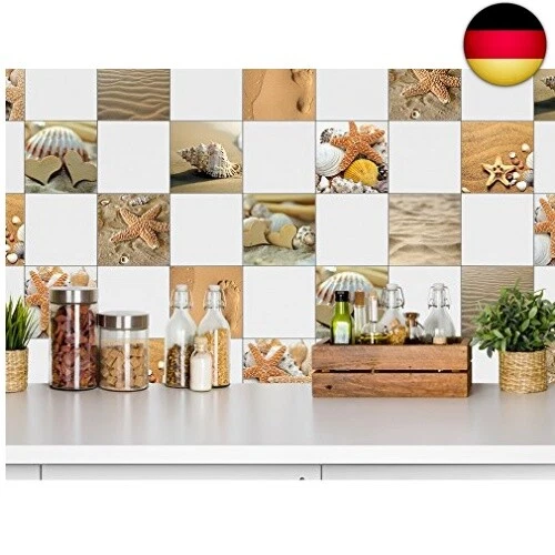 GRAZDesign Fliesenaufkleber Strand Bad - Fliesen zum Aufkleben Muscheln Sand | - Bild 2 von 4