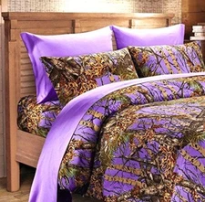 PURPLE CAMO SHEET SET!! FULL SIZE BEDDING 6 PC CAMOUFLAGE LIGHT DEEP WOODS