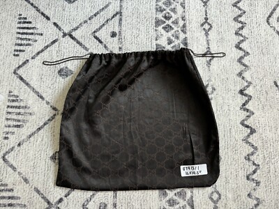 §s§ Authentic Vintage Gucci GG Satin Brown Dust Drawstring bag 16x14.5