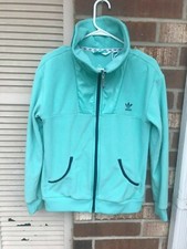 Adidas Womens Mint Green Athletic Long Sleeve Front Zip Up Jacket fleece Size M