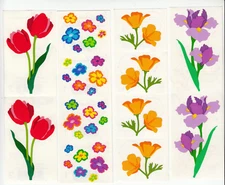 Vintage Mrs Grossman Flower Stickers Tulip Poppy Iris Scrapbook - You Choose