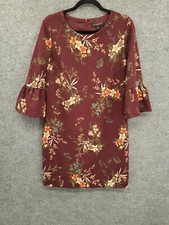 Banana Republic Dress Womens 4 Knee Length Lined 3/4 Sleeve Wine Red Floral