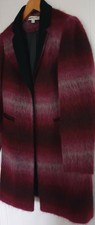 Clements Ribeiro Wool Blend Velvet Collared Knee-length Coat Uk Size M 10-12