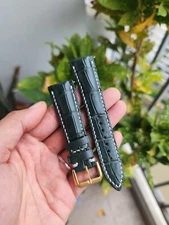 Size 20/18mm Green Genuine Leather Skin Watch Strap Band-Quick Release- Hnadmade