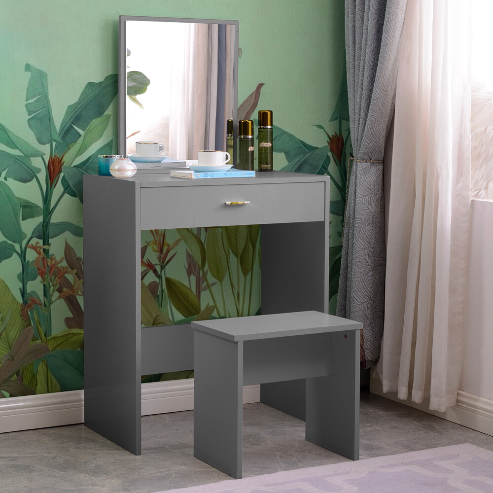 Tocador maquillaje gris espejo cajón habitación Dalila grey