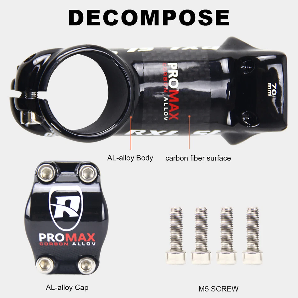 Vástago de bicicleta de carretera de 1-1/8" de fibra de carbono + aleación de aluminio de 6 grados Foto 2 de 4