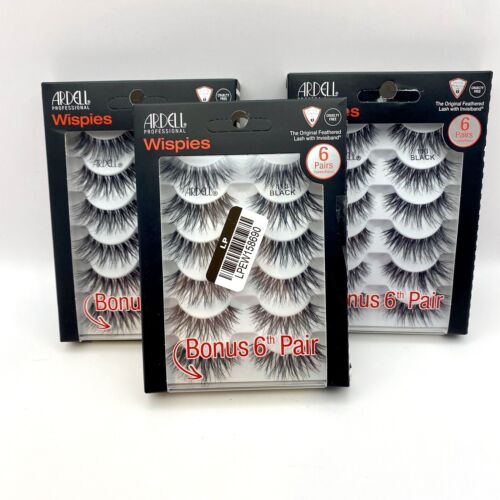 Ardell Professional Wispies False Lashes - Black 113 - Lot of 3 -18 Pairs Total - 第 1/8 張圖片