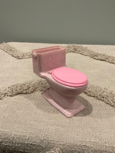 1992 Barbie Doll Dream House Bathroom Toilet Replacement Pink Speckled - Picture 2 of 7