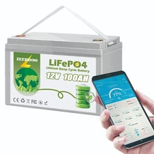 12V Lifepo4 100Ah Lithium Battery  Bluetooth For Solar RV Marine Trolling Motor