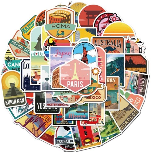 Travel Country Cities Landmarks Assorted Stickers | Pack of 50 Gift (Style A) - Picture 5 of 7