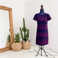 Tahari Arthur Levine Women's 2 Short Sleeve Striped Ponte Knit Dress Pink Purple