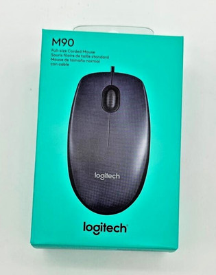 LOGITECH Full-Size USB Wired Mouse 4.5'' x 2.5'' Black M90 NEW SEALED!