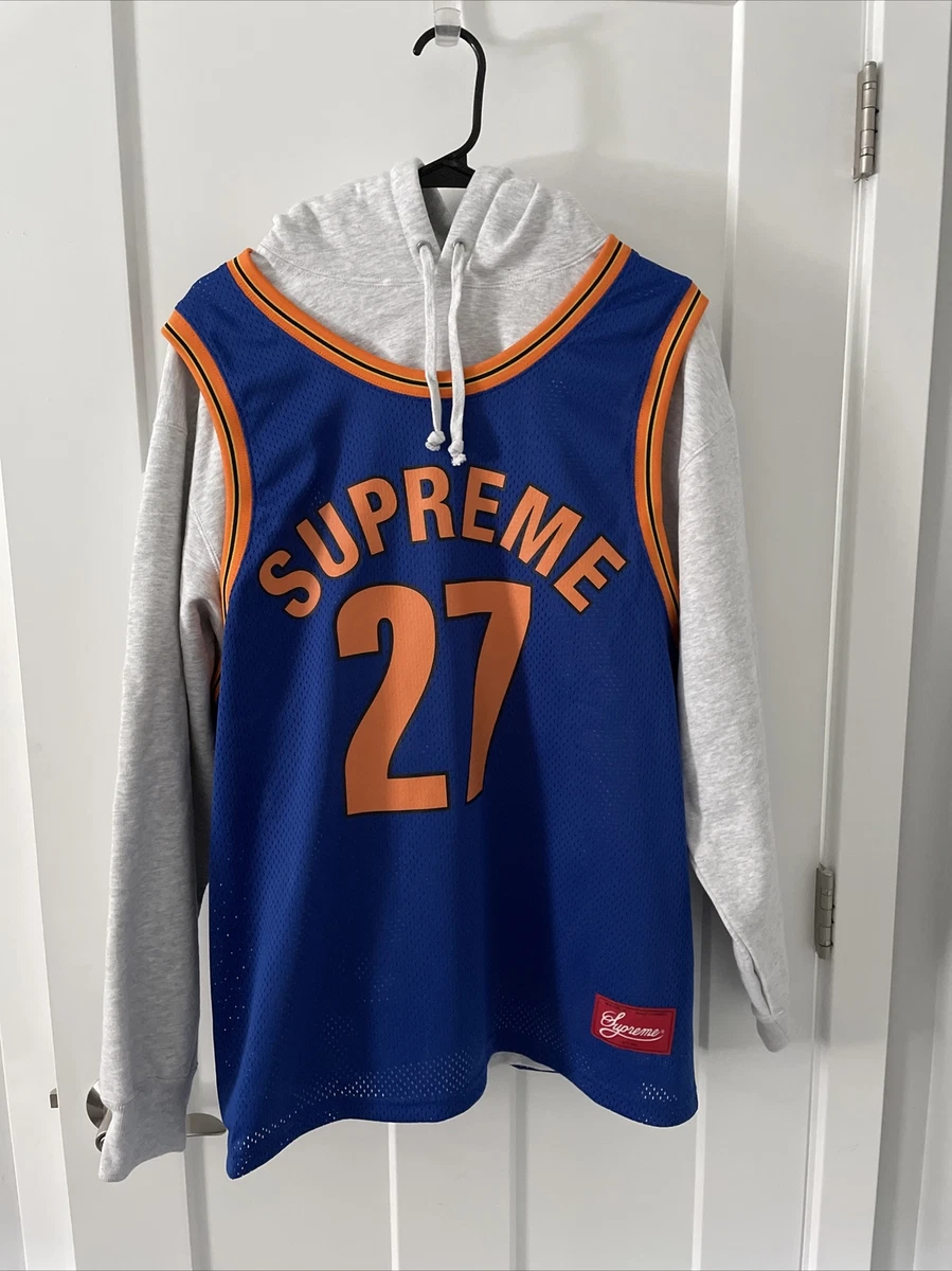 Supreme Basketball Jersey Hooded Sweatshirt Ash Grey (Large) New | eBay