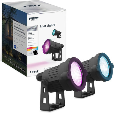 Smart Color Changing & Tunable White Outdoor Spotlights, 250 Lumens, Music Sync,