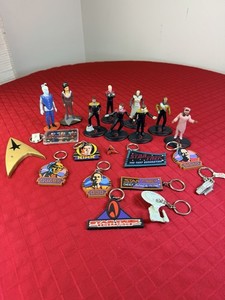 Huge Star Trek Collectible Lot - 1991 Hamilton Figures, PVC Keychains, & Pins