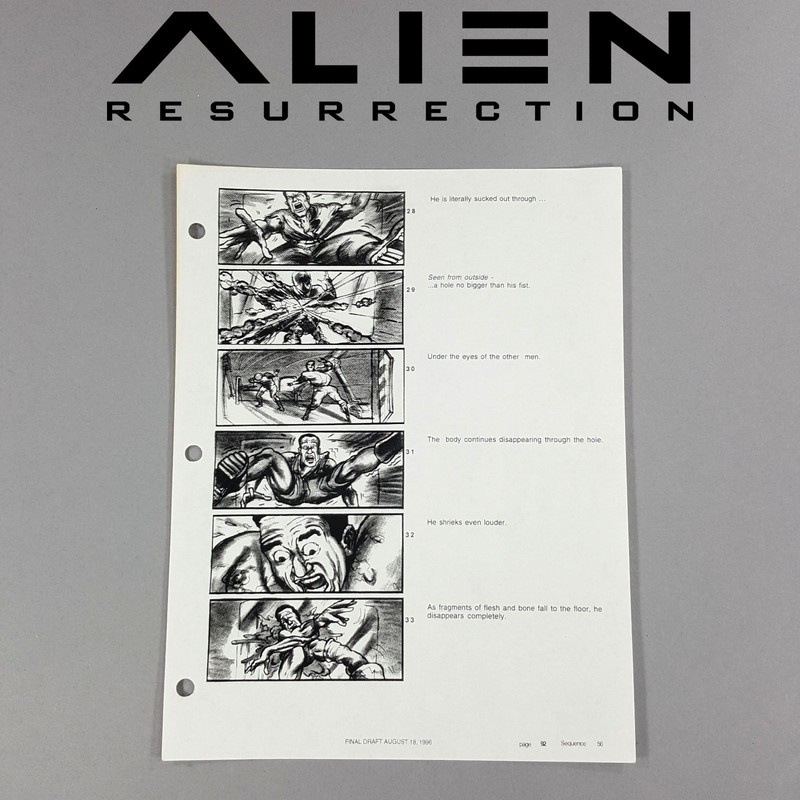 Image 12 of Alien: Resurrection - Production Used Storyboard, Perez Sucked Thru Porthole #2