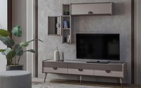 Beiges Wohnzimmer Sideboard Robuster Tv-StäNder Lowboard Luxus Regale