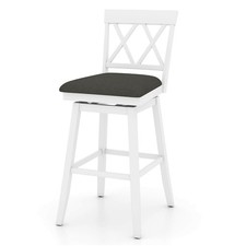 30" Bar Stool Wooden Chair w/Contoured Backrest Swivel Padded Seat for Kitchen