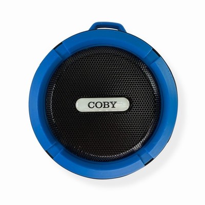 Coby Portable Wireless Bluetooth Speaker IPX5 Water Resistant Blue Clip On
