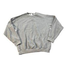 Port Company Essential Fleece Pullover Crewneck Lightweight Sweater Gray Large