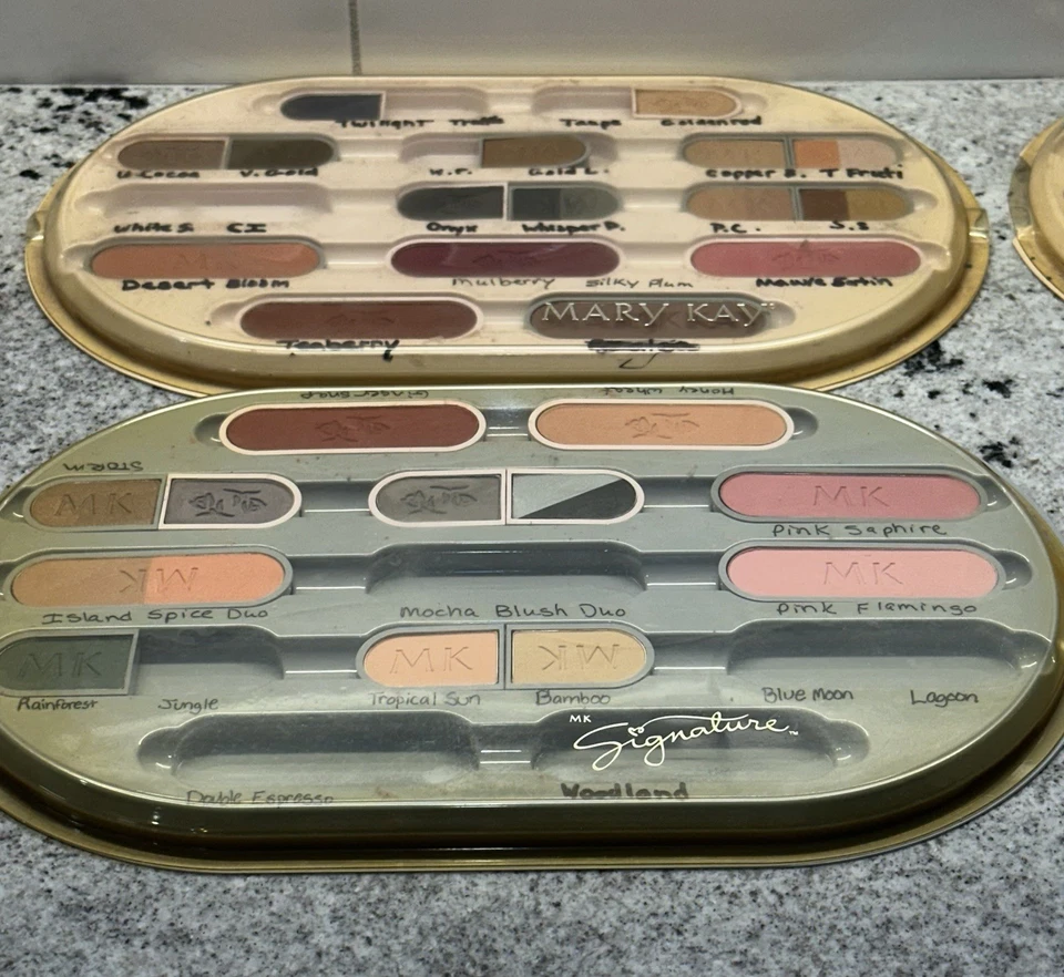 Bandejas de exhibición vintage Mary Kay Glamour sombra recarga con maquillaje lote de 4 *LEER* Foto 3 de 4