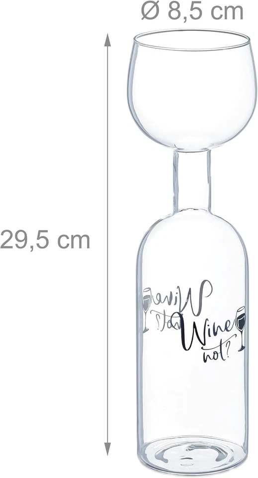 Bottiglia Con Bicchiere Da Vino, Calice Gigante in Vetro XL, Scritta Divertente, - Immagine 4 di 4