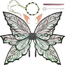 Large Fairy Wings Adult Women, 33"X25" Iridescent Glitter Butterfly Wings, Fairy