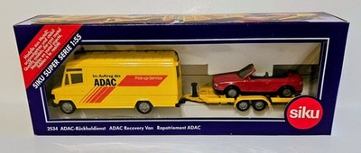 1995 Siku #2534 Mercedes Van Audi 80 & Trailer ADAC Road Service Set Germany