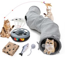 Cat Tunnel, Indoor Cat Toy, Roller Track Cat Toy, Collapsible S-Shaped Play T...