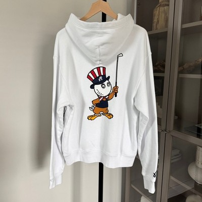 Malbon Eagle Buckets White In Golf We Trust Logo Hoodie S NEW Blue