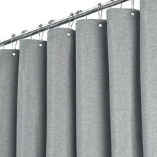 72x90 Inch Gray Linen Textured Extra Long Fabric Shower Curtain Heavy Duty
