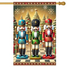 Nutcracker Christmas House Flag 28 x 40 Inch Double Sided Holiday Garden Flag...